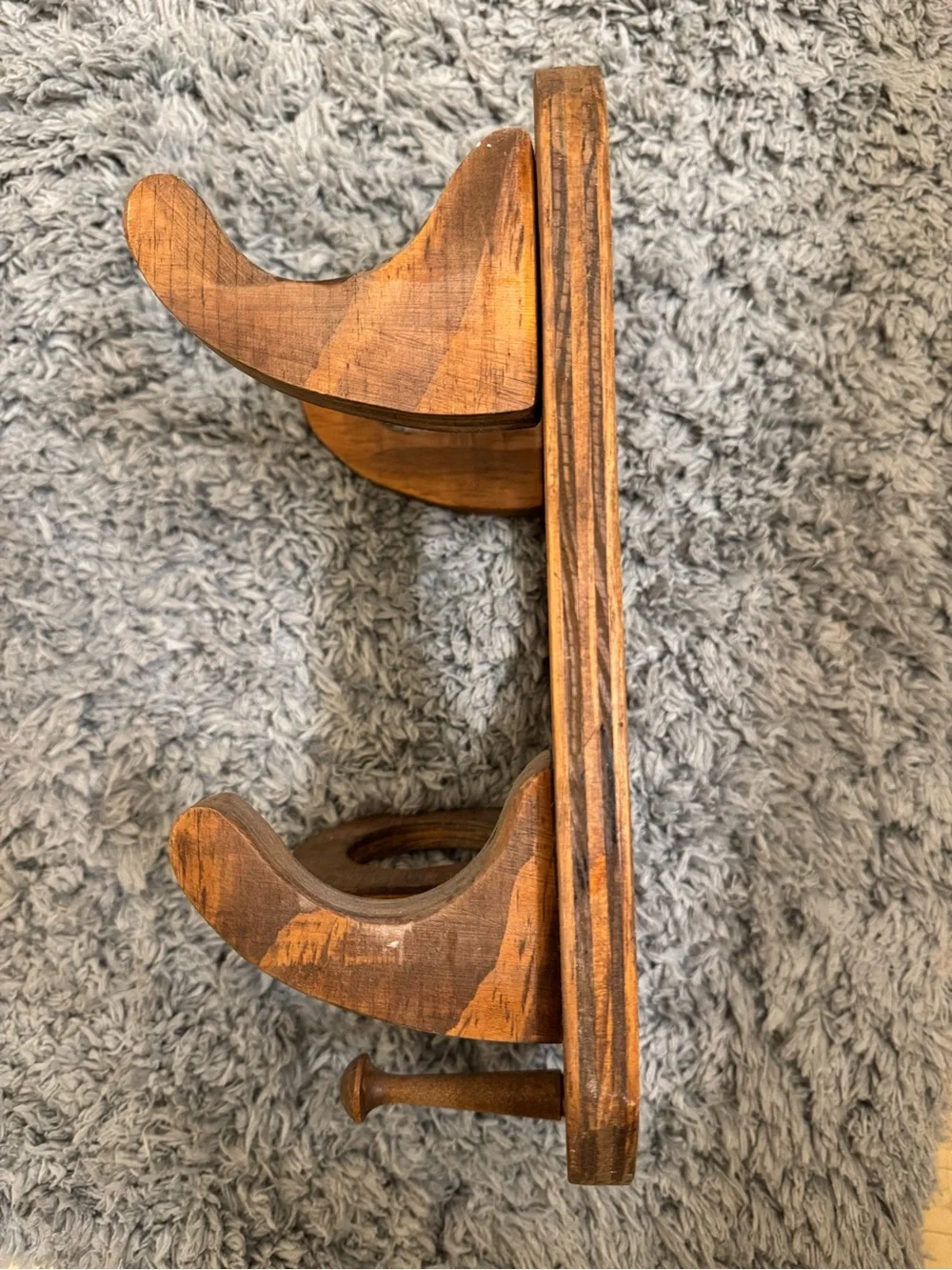 Vintage Wooden heart goose hair dryer holder wall decor - Brown